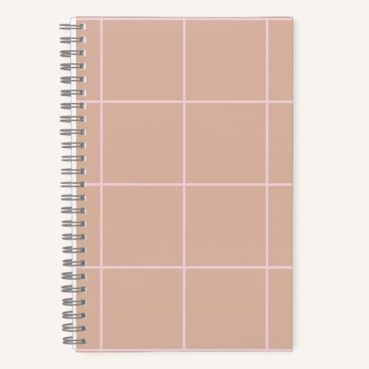 Warm Beige Grid Pattern Minimal Soft Check Design Notitieboek (Voorkant)