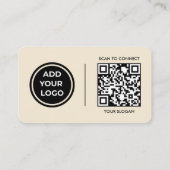 Warm Beige Logo Scan Code Contact Zakelijke Visite Visitekaartje (Achterkant)