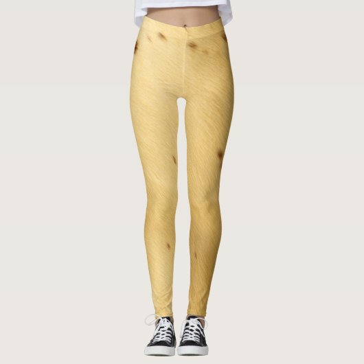 Warm Beige Longhorn Koeienhuid Pattern Workout Rod Leggings (Voorkant)