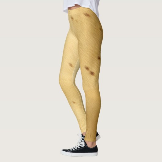 Warm Beige Longhorn Koeienhuid Pattern Workout Rod Leggings (Links)
