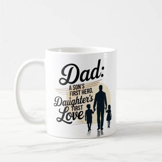 Warm beige minimalistisch silhouet vaderschap vade koffiemok (Links)