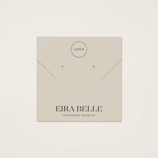 Warm Beige Minimalistische Oorbellen Display Kaart (Voorkant)