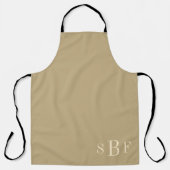 Warm Beige Monogram Keukencadeau Schort (Voorkant)
