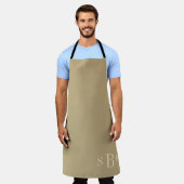 Warm Beige Monogram Keukencadeau Schort (Gedragen)