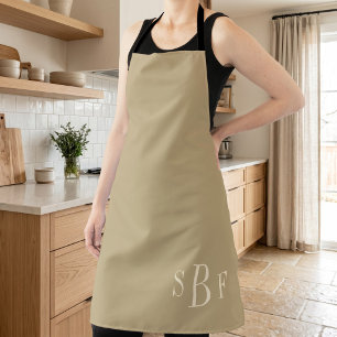 Warm Beige Monogram Keukencadeau Schort