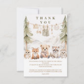 Warm Beige Neutral Forest Baby Shower Bedankkaart (Voorkant)
