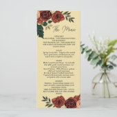 Warm Beige Romantische Bloem Menu , Trouw Menu (Staand voorkant)