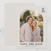 Warm Beige Rustieke Foto Save The Date (Voorkant / Achterkant)