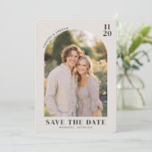 Warm Beige Rustieke Foto Save The Date (Staand voorkant)