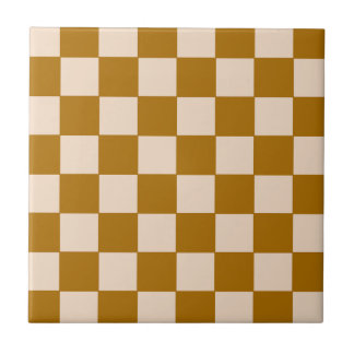 Warm Beige Schachbrettpatroon Tegeltje