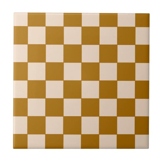 Warm Beige Schachbrettpatroon Tegeltje (Voorkant)