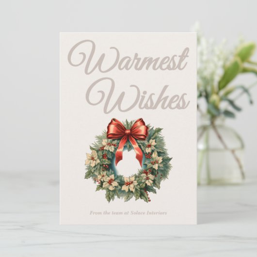 Warm Beige Script Christmas Card Feestdagenkaart (Staand voorkant)