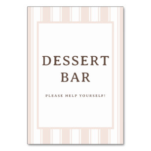Warm Beige Serif Dessert Bar Uithangbord Kaart