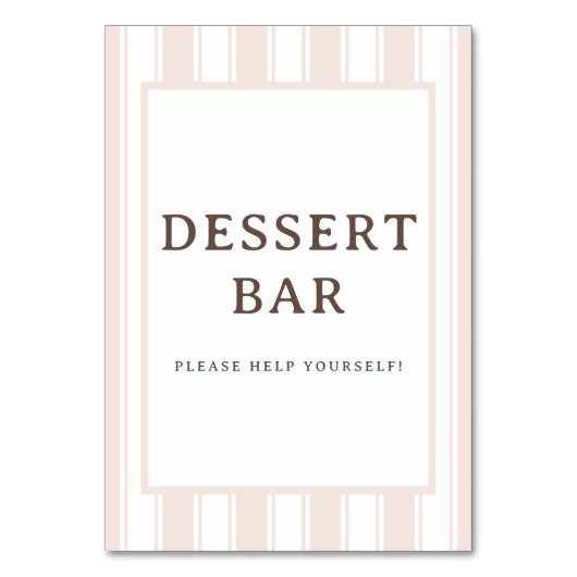 Warm Beige Serif Dessert Bar Uithangbord Kaart (Voorkant)