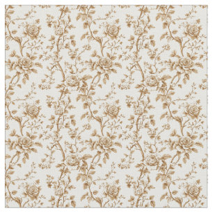 Warm Beige Toile met Rozen en bessen Stof