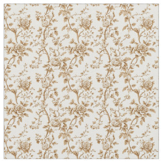 Warm Beige Toile met Rozen en bessen Stof