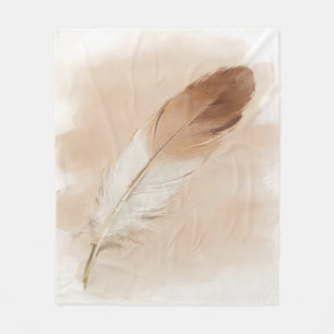 Warm Beige Veer Boho Waterverf Minimalistische Kun Fleece Deken
