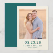Warm Beige Vintage Foto Save The Date (Voorkant / Achterkant)