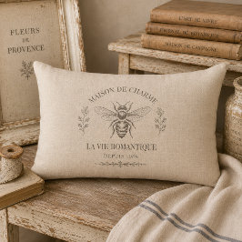 Warm Beige Vintage Franse Landelijke Gravure Bij Kussen