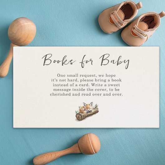 Warm Beige Woodland Fox Books Request Informatiekaartje