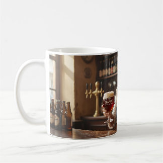 Warm Belgisch herberg barkeeper scène mok