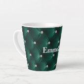 Warm Blauwgroen Green Faux Velvet Latte Mok (Linkerhoek)