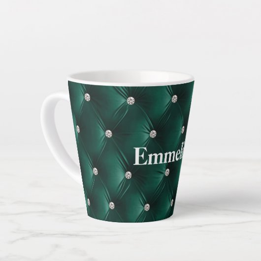 Warm Blauwgroen Green Faux Velvet Latte Mok (Linkerhoek)