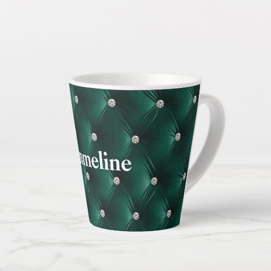 Warm Blauwgroen Green Faux Velvet Latte Mok (Rechterhoek)