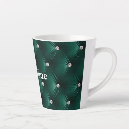 Warm Blauwgroen Green Faux Velvet Latte Mok (Rechts)