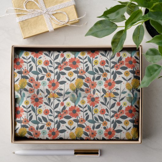 Warm Bloemenweefsel Tissuepapier (Geschenk)