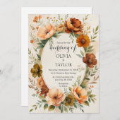 Warm  Blooms Wedding Kaart (Voorkant / Achterkant)