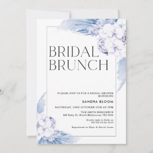 Warm Blue Boho Pampas Grass Lijst Vrijgezellenfees Kaart