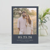 Warm Blue Intimate Photo Save The Date (Staand voorkant)