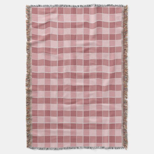 Warm Blush Checkerboard Pattern Soft Pink & Terrac Deken (Voorkant Verticaal)