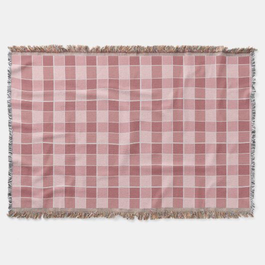 Warm Blush Checkerboard Pattern Soft Pink & Terrac Deken (Voorkant)