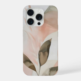 Warm Blush Organic Abstract with Modern Leaves iPhone 15 Pro Case