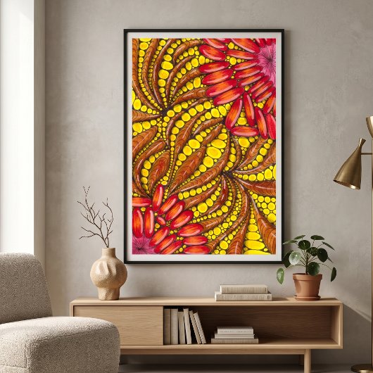 Warm Boho Organisch Abstract Maximalistisch Poster