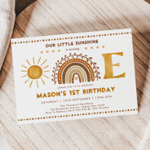 Warm Boho Terracotta Sunshine Rainbow 1st Birthday