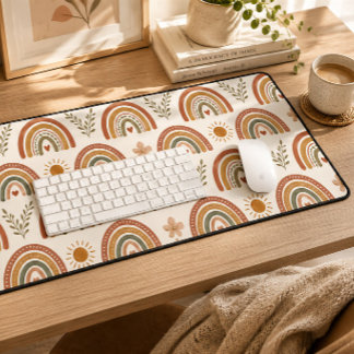 Warm Boho Waterverf Regenboog Bureaumat