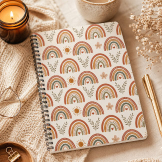 Warm Boho Waterverf Regenboog Notitieboek