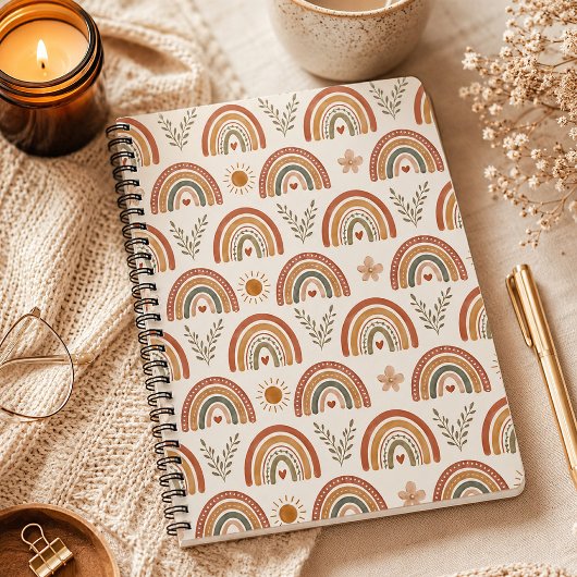 Warm Boho Waterverf Regenboog Notitieboek