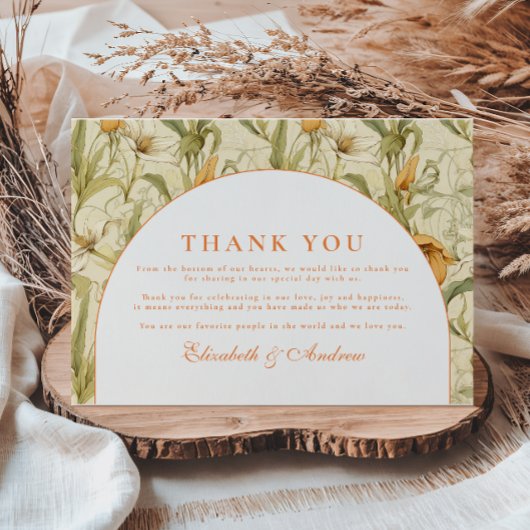 Warm Botanical Arch Wedding Bedankkaart