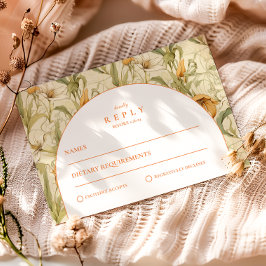 Warm Botanical Arch Wedding RSVP Kaartje