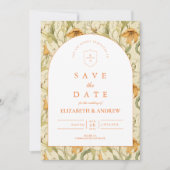 Warm Botanical Arch Wedding Save The Date (Voorkant)