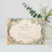 Warm Botanisch Lijst bruiloft RSVP Kaartje (Staand voorkant)