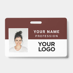 Warm Bourgogne Bedrijfsfotonaamkaart Personeelskaa Badge