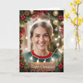 Warm & Bright Family Photo Christmas Card Light Kaart (Gele Bloem)