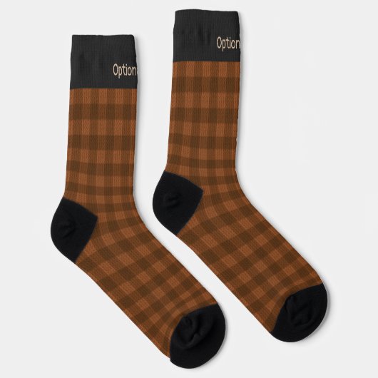 Warm Brown Check - cozy messing effect - eigen tek Sokken (Rechts)