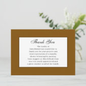 Warm Brown Simple Funeral Thank You Card Kaart (Staand voorkant)