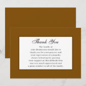 Warm Brown Simple Funeral Thank You Card Kaart (Voorkant / Achterkant)